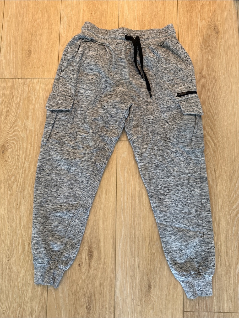 Champs Gray Heather Cargo Jogger Sweatpants with Black Drawstring